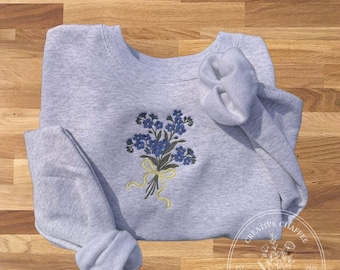 Forget Me Not Bouquet Embroidered Crewneck, Memorial Gift, Miscarriage, Loss & Grief Sweatshirt