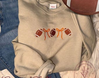 Embroidered Football or Basketball & Bow Sweatshirt: Custom Team Spirit Apparel
