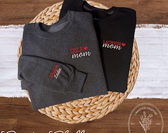 Custom Embroidered Sport Mom Crewneck: Personalized Names & Colors
