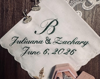 Custom Embroidered Wedding Handkerchief: Mother of Bride Gift
