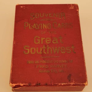 Eind 1800 Dek van 52 speelkaarten Fred Harvey The Great Southwest Souvenir Kansas City, Mo
