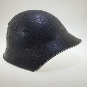 Rare M16 Steel Helmet With Two Crosses Trench Art Leather Band and Chin Strap without Stirmpanzer Lugs without any stampings or markings