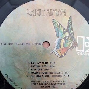 1971 Carly Simon Self Titled LP EKS-74082 Elektra Records Vinyl Record