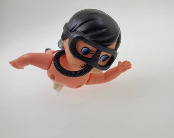 For Restoration 1960s Windup Scuba Diving Boy Made in Hong Kong Bathtub Toy