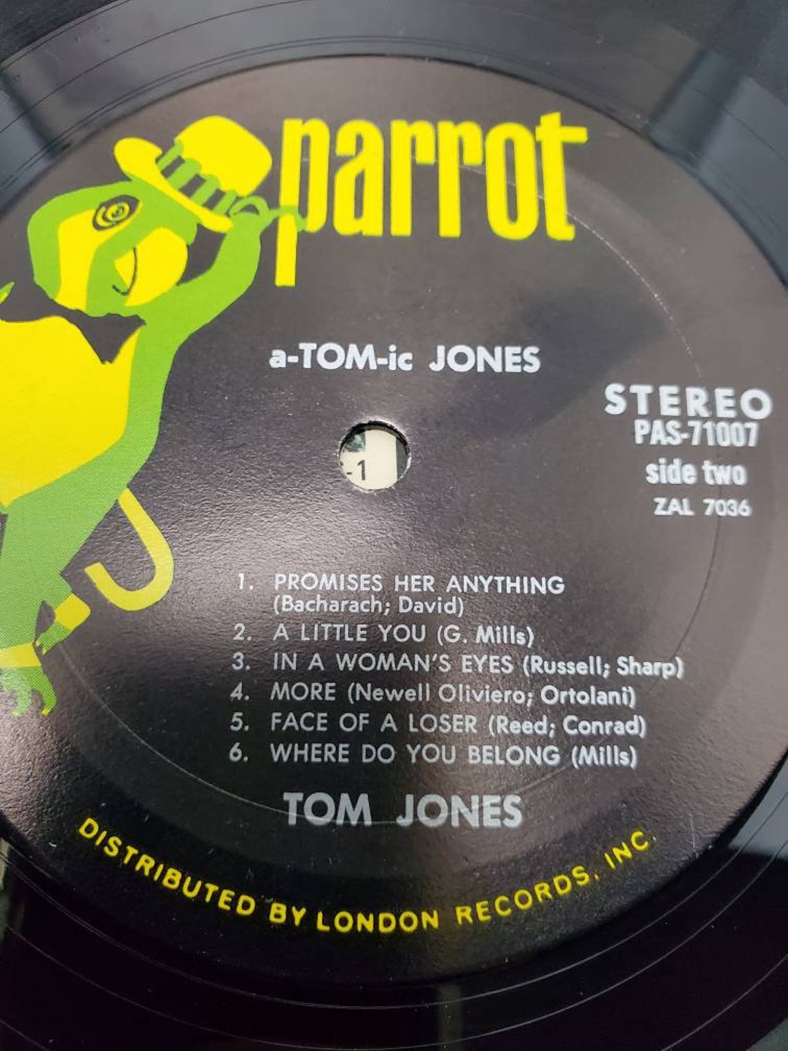 1966 Tom Jones A Tom ic Jones LP PAS 71007 ZAL 7035 Parrot Etsy
