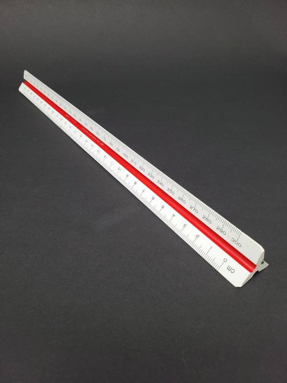 1990s Drafting Ruler Inches Centimeters Imperial Metric Pickett P 231TR  Triangle Acrylic Ruler 