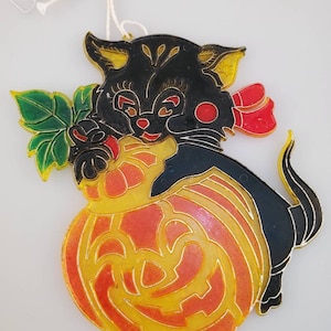 Schwarze Katze und Jackolantern Halloween Acryl Fenster Sonnenfänger
