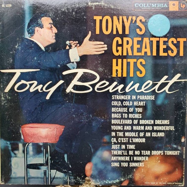 1958 Tony Bennett Tony's Greatest Hits LP CL 1229 Columbia Records Vinyl Record Album