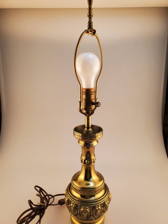 1960's Hollywood Regency Solid Brass Table Lamp, Mid Century