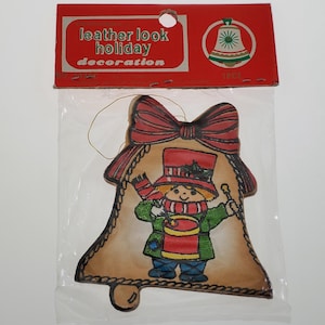 Little Drummer Boy Bell 1980s Leather Look Holiday Decoration No 1475 C