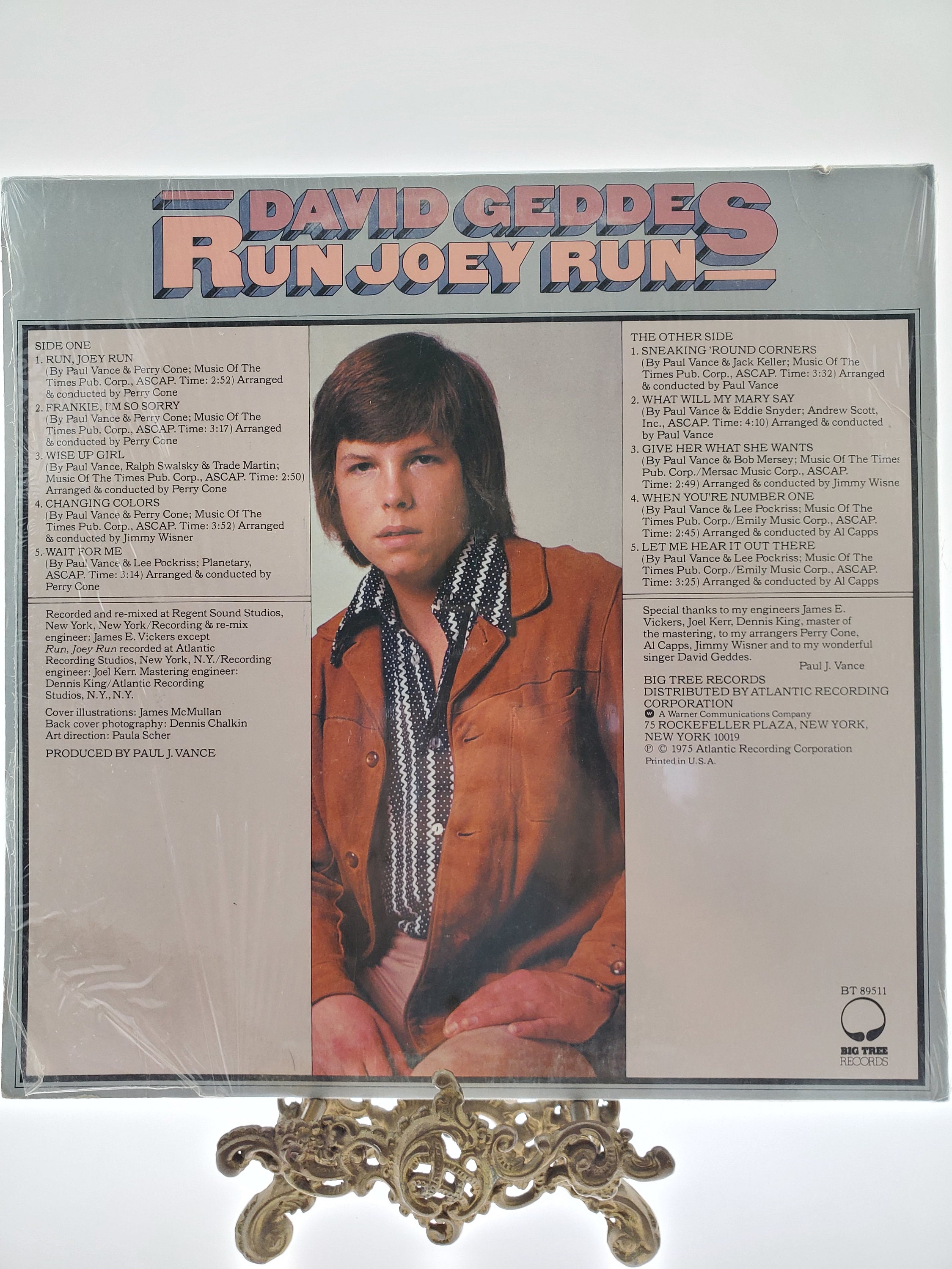 1975 David Geddes LP Run Joey Run Stereo Vinyl Record Album