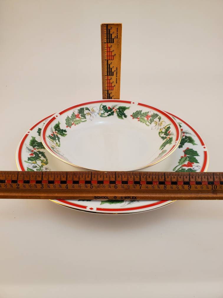 工芸品 100th anniversary of Christmas plate Century Fine China Holiday Christmas Tree Gold Rim Dinner
