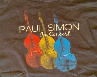 1990s Rare Paul Simon Concert Tee Shirt, 3 Cellos T Shirt, Black Graphic Tee, Folk Rock T Shirts, Fits Men M L, Women L XL