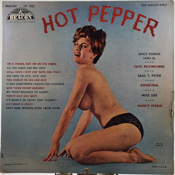 1972 Hot Pepper Adult LP Spicy Songs Sung by Faye Richmonde Saul T. Peter Angelina Miss Dee Nancy Steele Vinyl Record Album 301 Beacon Recor