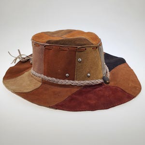 1970s Men's XL 24.5 Inch Ostrich Suede Leather Felt Lined Floppy Fedora Genuine Leather Hippie Hobo Hecho In Mexico