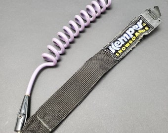 1990s Kemper Snowboards Leash Coil Velcro Leg Strap, Vintage Snowboarding Purple Vinyl Coil Leash