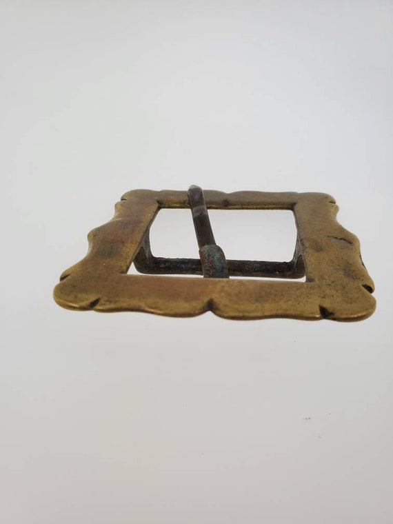 1970s 1 5/8" opening Chunky Brass Belt Buckle - image 4