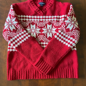 Vintage Soft Wool Fairisle Sweater, Lambswool Sweater, Christmas Sweater, Ann Taylor Sweater, V Neck Pullover, Fair Isle Sweater, M