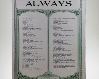 1925 "Always" Sheet Music Irving Berlin Song Series published by Standard Music Publications