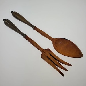 1960s Sterling Salad Serving Fork and Spoon Set