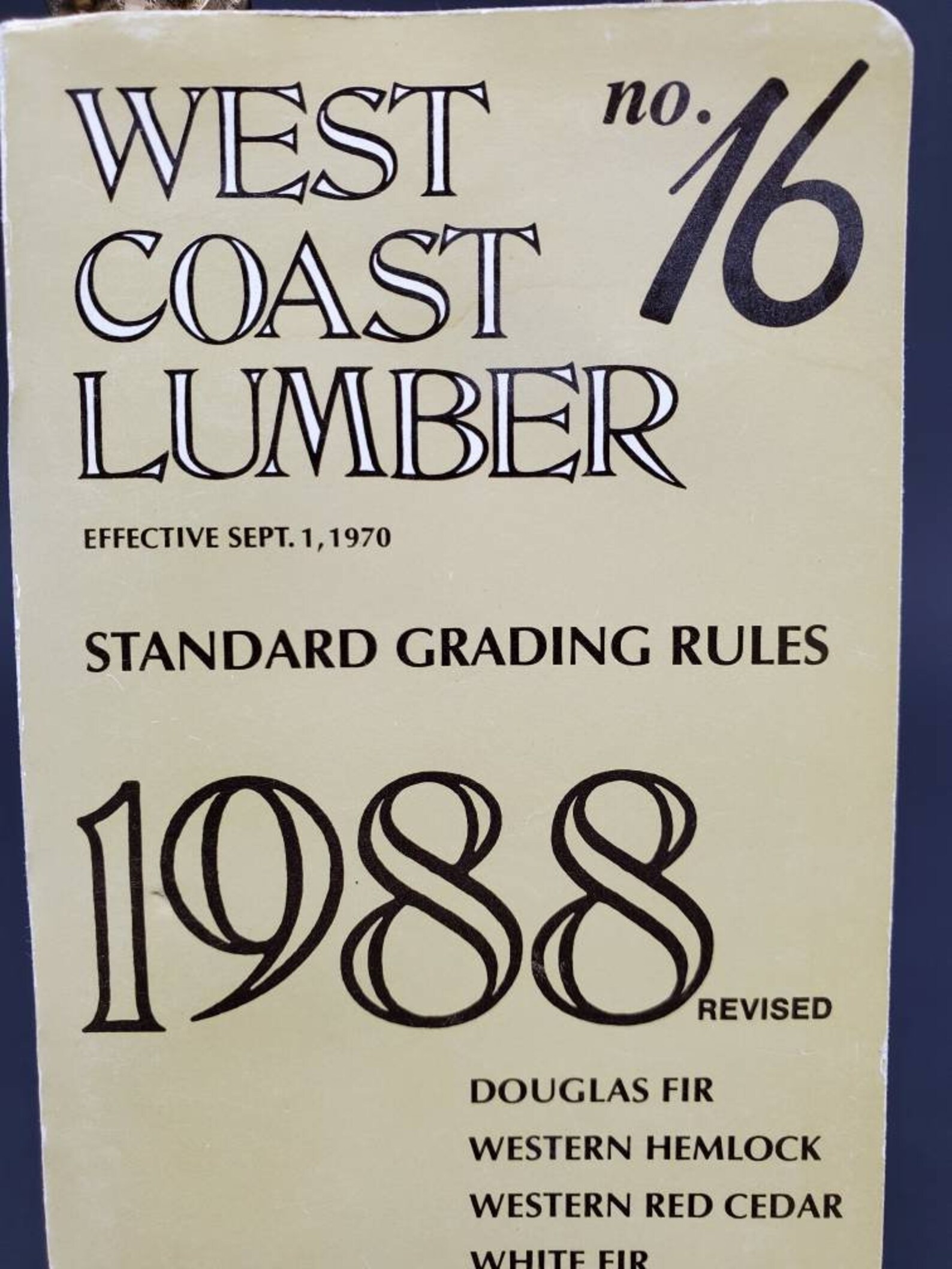 1988 West Coast Lumber No. 16 Standard Grading Rules Revised Etsy