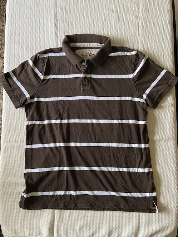 XL, Vintage Polo Shirt, Brown Cotton Polo, Striped Polo XL, Vintage Polo Shirt, Brown Cotton Polo, Striped Polo