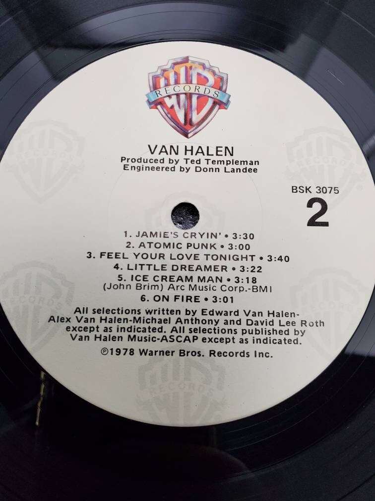 1978 Van Halen Self Titled LP BSK 3075 Warner Brothers Vinyl