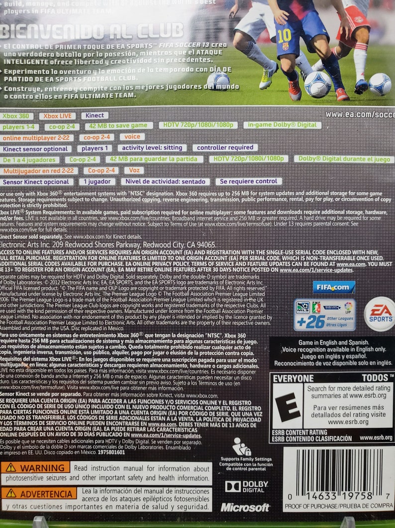 Xbox 360 Fifa Soccer 13 Xbox Live Microsoft Video Game CD image 6