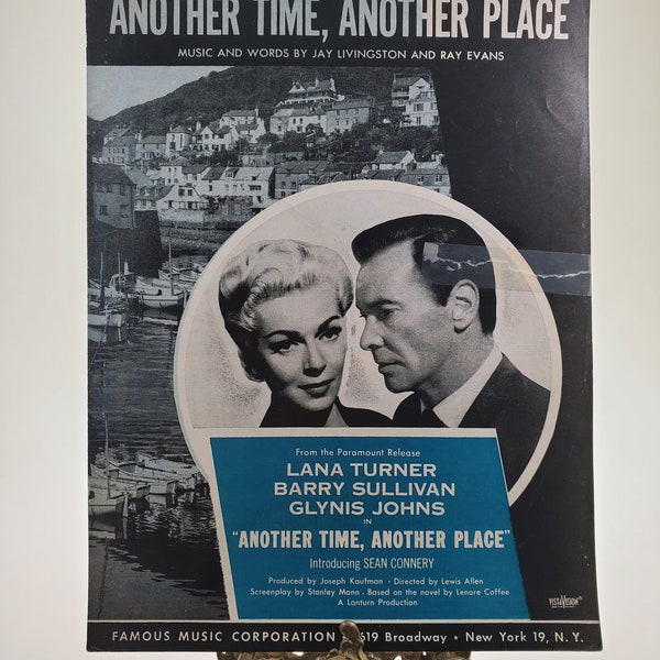 1958 Another Time Another Place theme song Sheet Music music and words by Jay Livingston and Ray Evans published by Famous Music Corporation