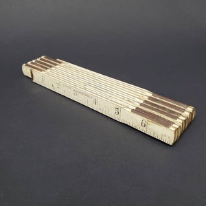 Righello pieghevole anni '50 da 6 piedi, prodotto negli USA, bianco, da 6 piedi, per carpentieri e muratori