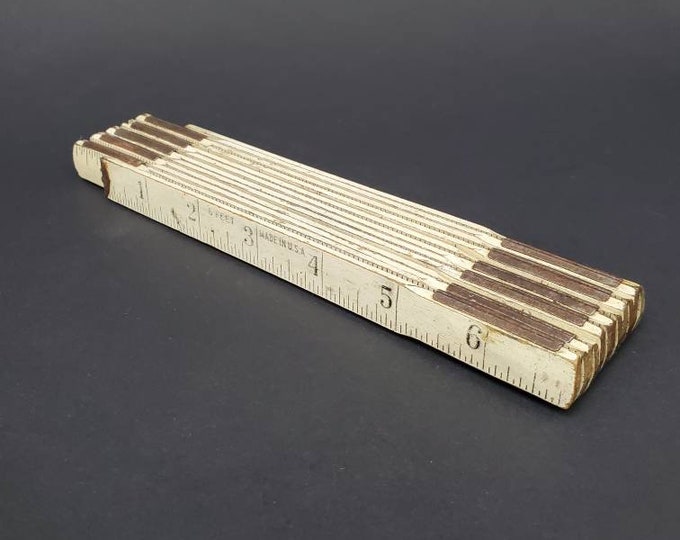 1950s Folding Ruler 6 Feet Made in USA White 6 Foot Carpenter Mason's ...