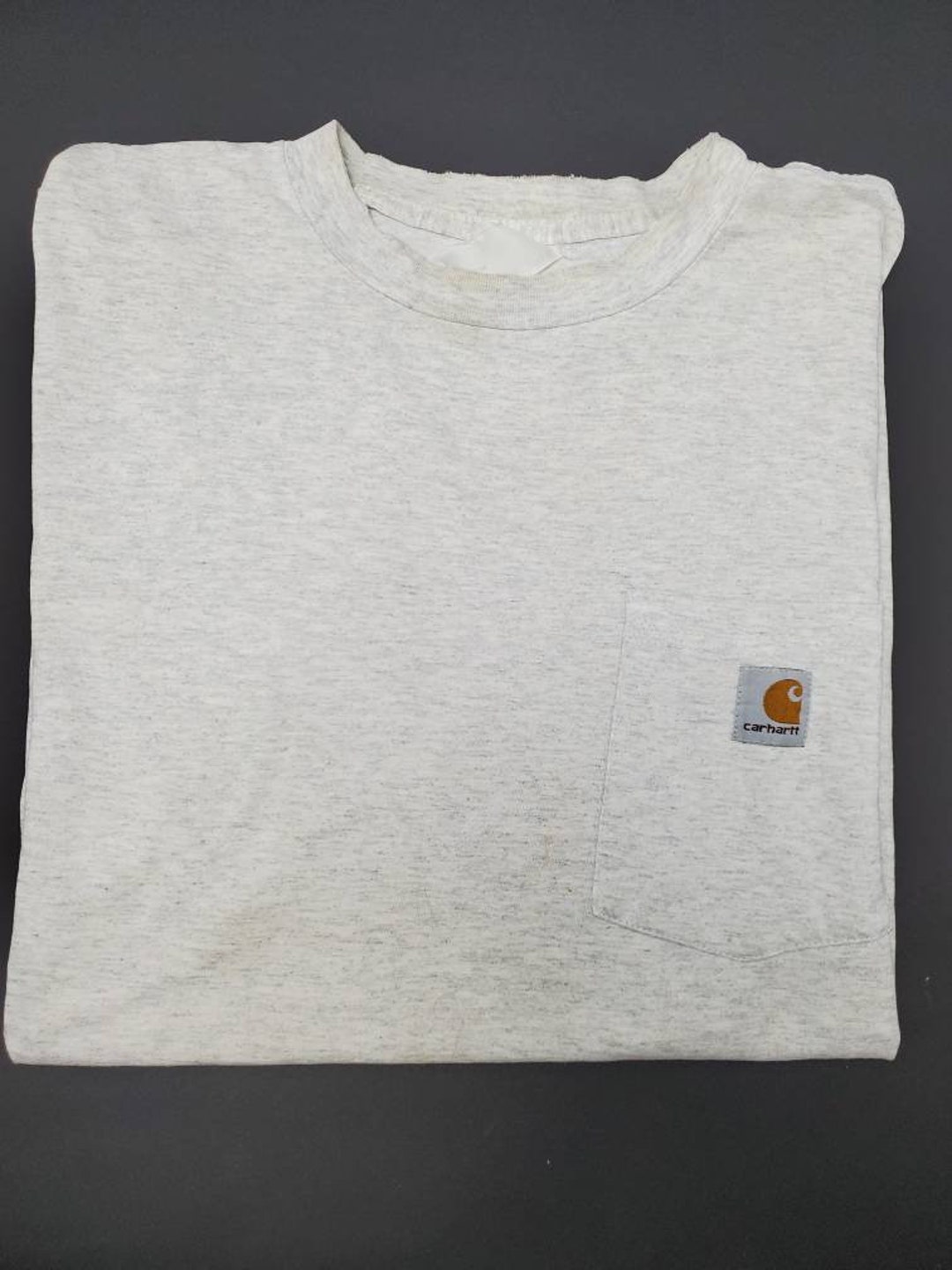 XL XTRA Large 1990s Grey Gray Carhartt Pocket T Shirt Long Sleeve Made ...