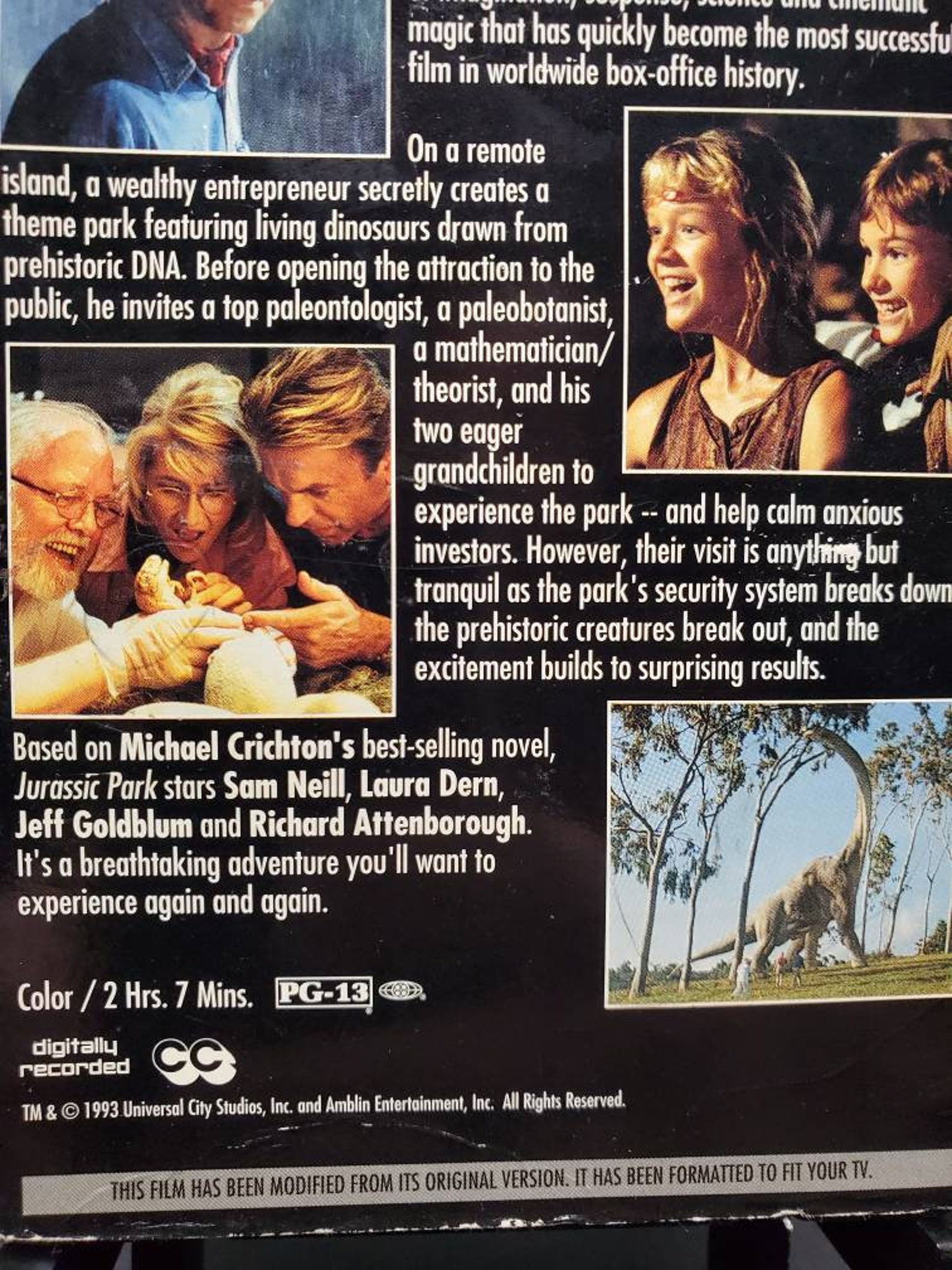 1993 Jurassic Park VHS VCR Tape Movie Stephen Spielberg Film | Etsy