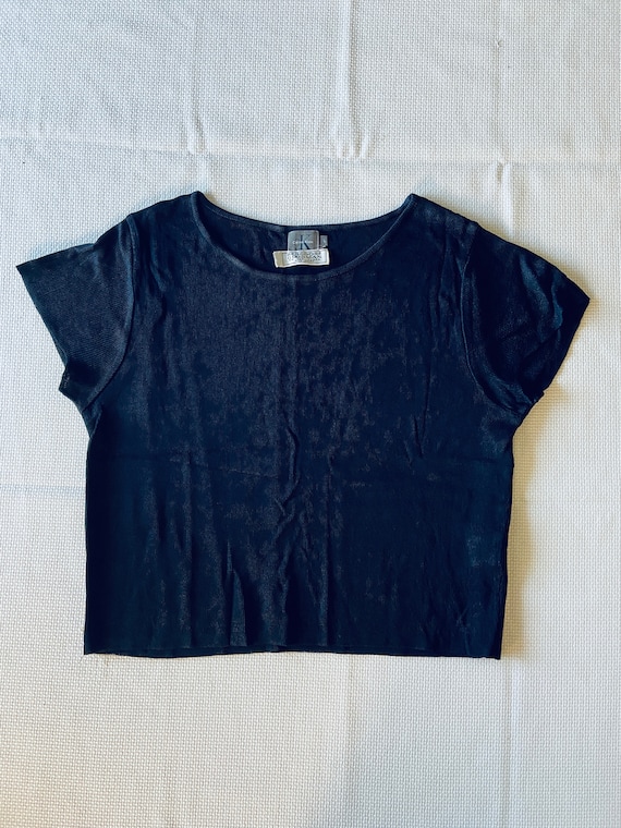 L Vintage 90s Fine Knit Top CK Calvin Klein Top Short Sleeve