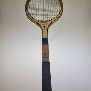 1950s Sportcraft Gold Gilded Wooden Tennis Racket Product Of Japan