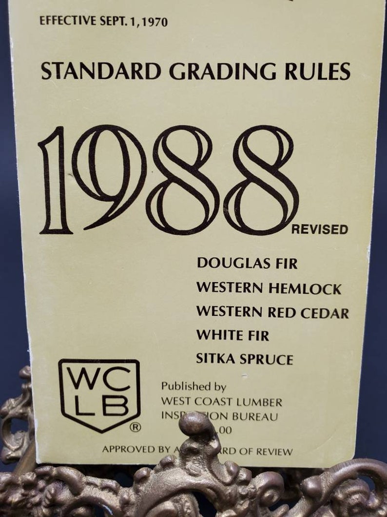 1988 West Coast Lumber No. 16 Standard Grading Rules Revised Etsy