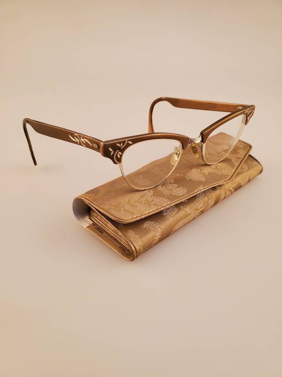 1950s Aluminum Frame Cat Eye Horn Rimmed Children's Bifocal