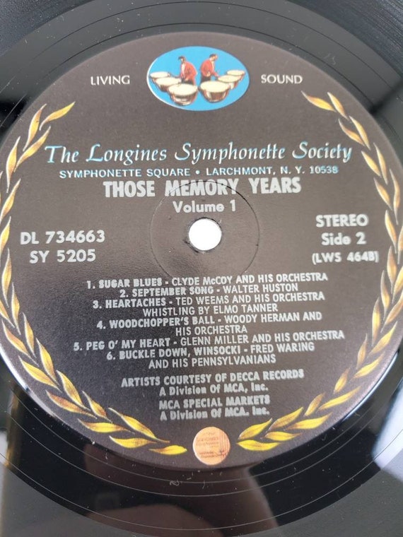 1950 the Longines Symphonette Society the Memory Years LP DL 734663 SY 5205 Living Sound Vinyl Record Album Etsy