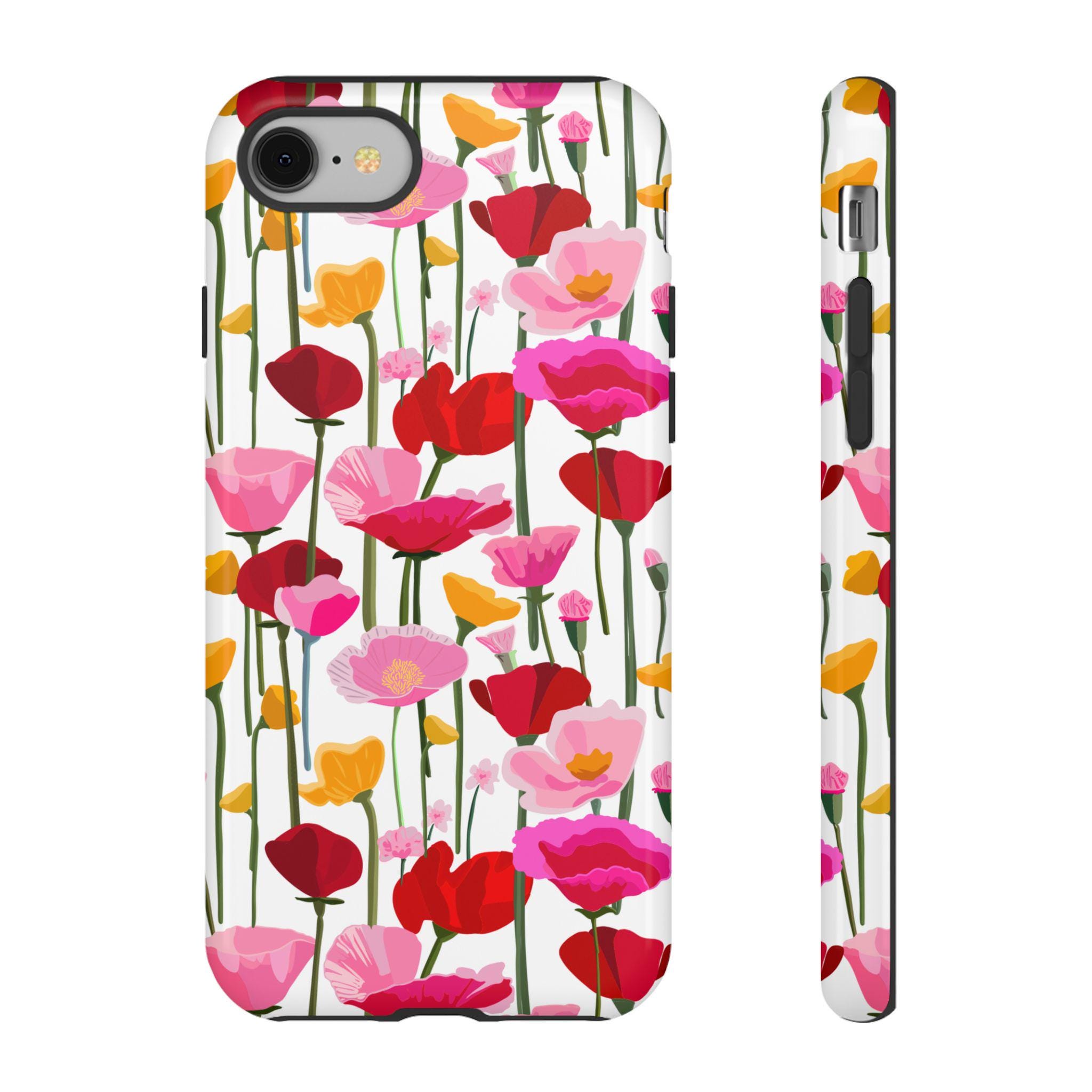 Floral Tough Phone Case, Flower Printed Phone Cover, Durable Tech Accessory, poppies, Spring Vibes, Nature Lover