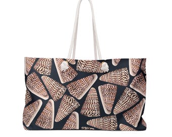 Beach Bag or Weekender Bag: Cone Shells on Navy Background
