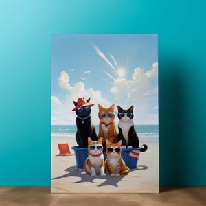 SKU-DCC 100016  Cool CATS Hanging Out Still Life Portrait Digital Wall Fine Art Stylist Downloadable Print Boho Design Portrait Orientation