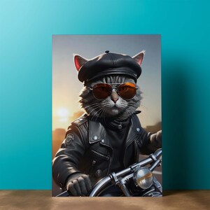 SKU-DCC 100025  Cool CAT Biker Out Still Life Portrait Digital Wall Fine Art Stylist Downloadable Print Boho Design Portrait Orientation