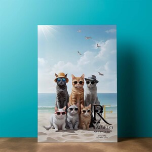 SKU-DCC 100015  Cool CATS Hanging Out Still Life Portrait Digital Wall Fine Art Stylist Downloadable Print Boho Design Portrait Orientation