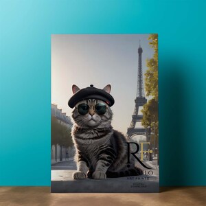 SKU-DCC 100028  Cool French CAT  Out Still Life Portrait Digital Wall Fine Art Stylist Downloadable Print Boho Design Portrait Orientation