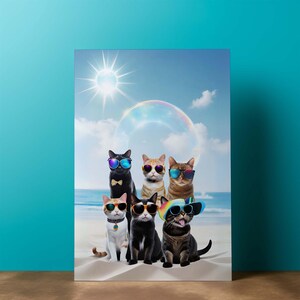 SKU-DCC 100017  Cool CATS Hanging Out Still Life Portrait Digital Wall Fine Art Stylist Downloadable Print Boho Design Portrait Orientation