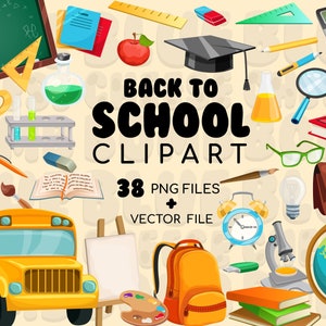 School Clipart Teacher Clipart School Clip Art Back to School Clipart School Bus School Supplies School Stationary Instant Download