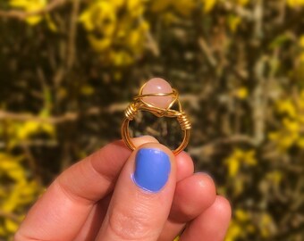 Stacking Ring Green Crystal Ring Wire Ring or Rose Gold Ring Gold Green Chalcedony Gemstone Wire Ring Natural Ring Green Ring Silver