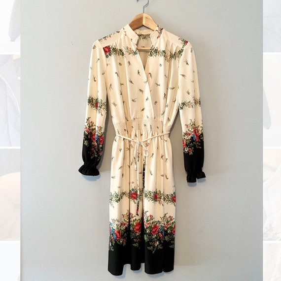 Vintage Floral Dress - Size 14 70s 80s Lovely Grea
