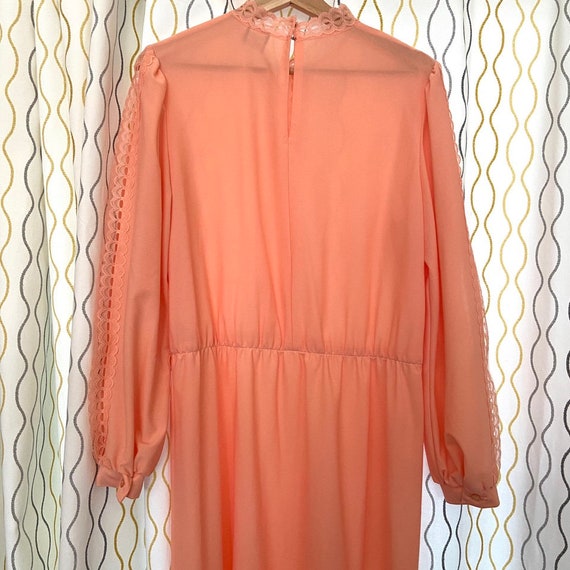 JC Penney Vintage 70s 80s Dress - Pink Coral with… - image 3