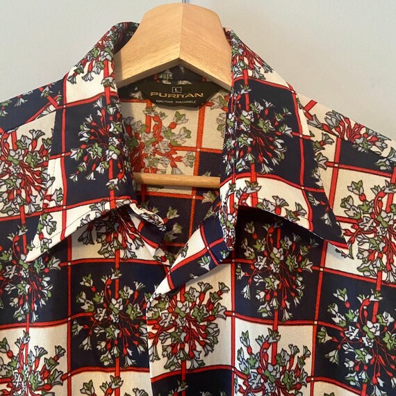 70s Disco Mens Dress Shirt - Size L Puritan Brand… - image 2